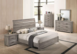 Floren Contemporary Weathered Gray Wood Bedroom Set, Queen Panel Bed, Dresser,