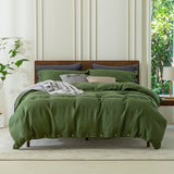 100% Pure Linen Duvet Cover Set Queen Size90X90Inch 3pcs (1 Duvet Cover
