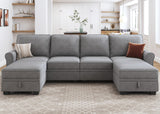 Convertible Sectional Sofa with Storage Seat 6 Seat Sofa with Reversible Chaise U Shaped