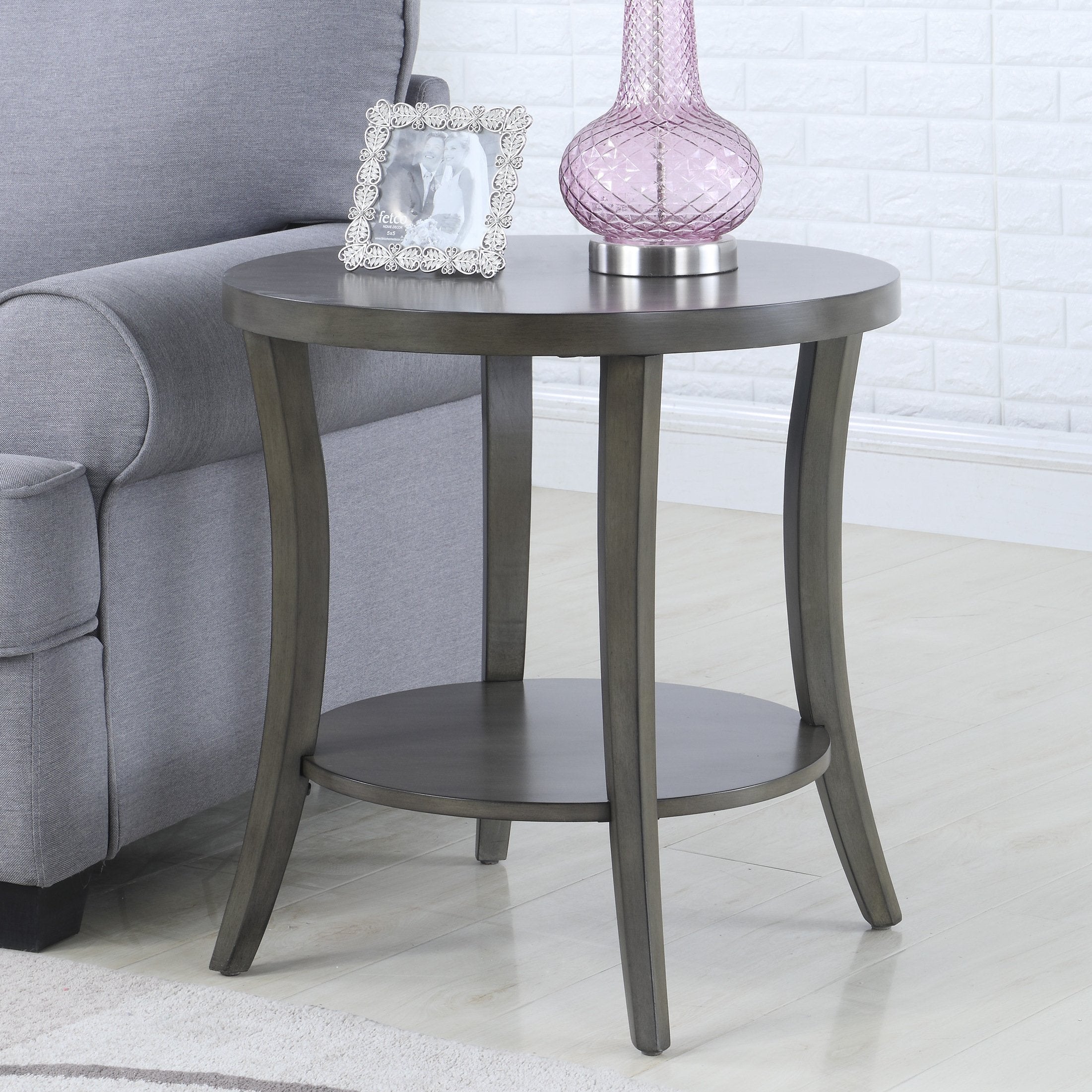 Contemporary Perth Oval Shelf Coffee Table Set, Grey