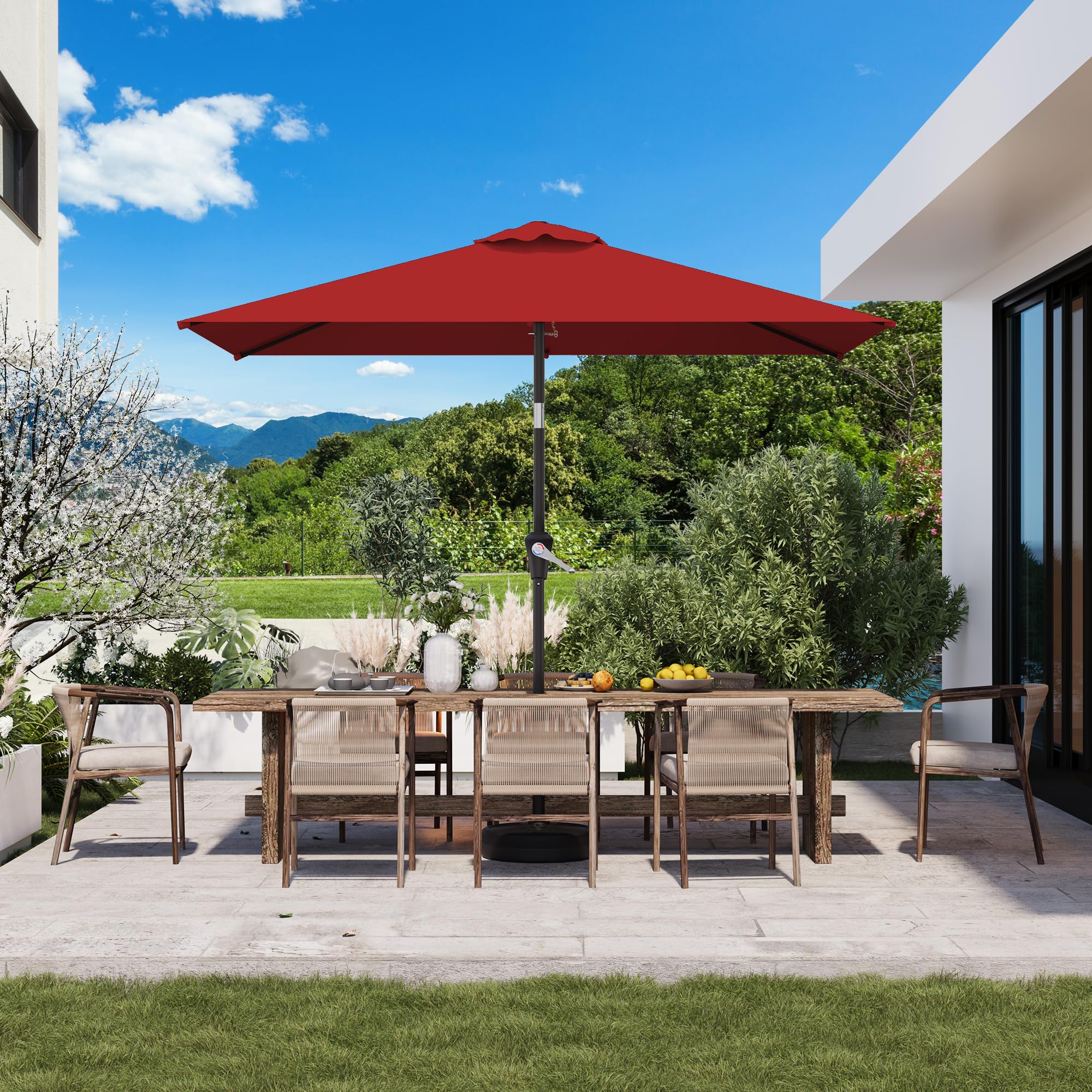 6.5' x 10' Rectangular Patio Umbrellas for Outdoor, Outdoor Table Umbrella