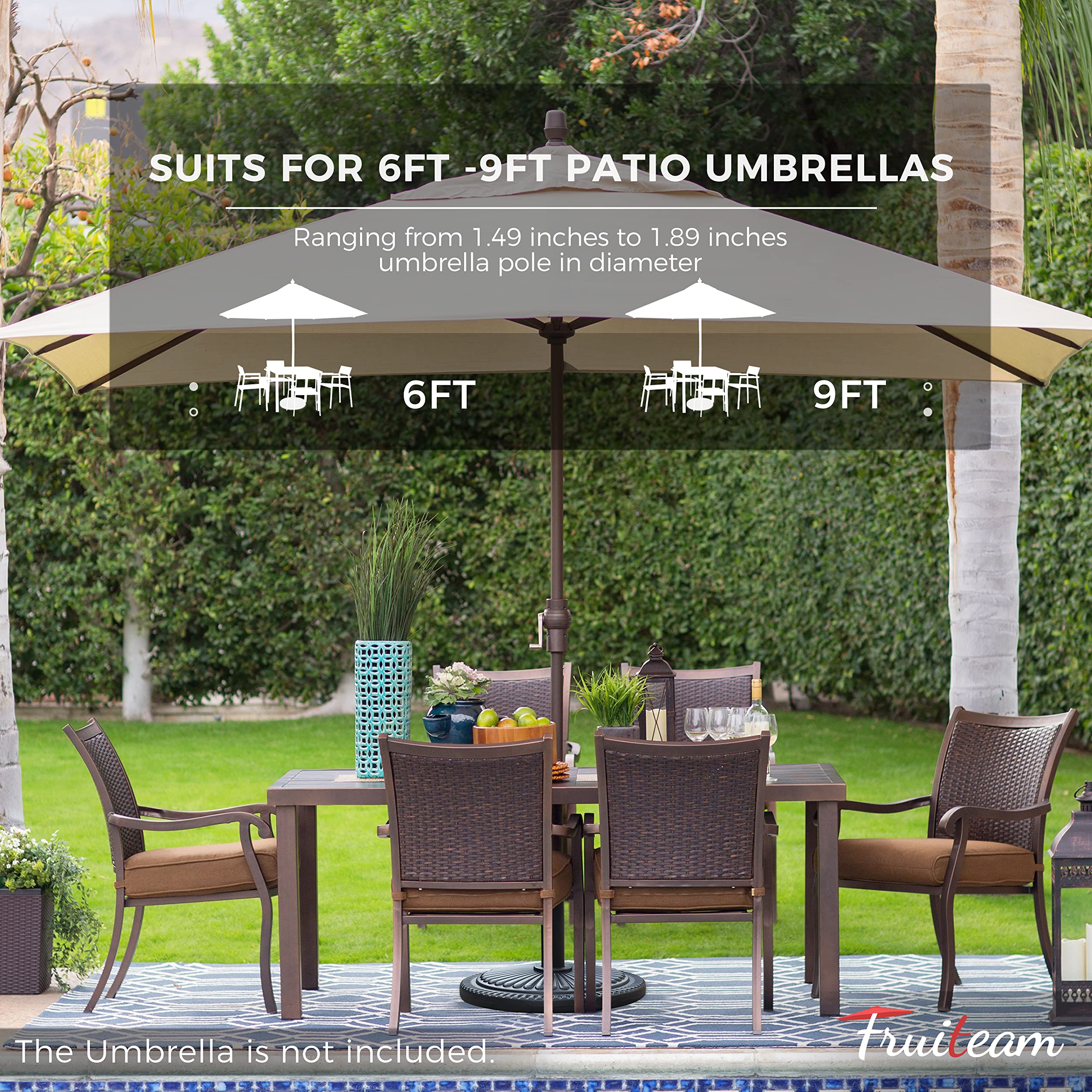 23-lbs Round Patio Umbrella Base Pre-Filled Umbrella Stand 15" Sun-Flower-Pattern Heavy