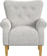 Upholstered Rolled Arm Wingback Accent Chair | Accent Chairs for Living Room & Bedroom | Decorative Home Furniture - Cream