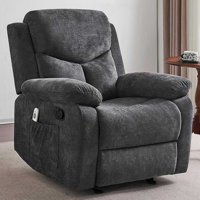 Manual Rocker Recliner Massage Chair for Adults,Overstuffed Glider Rocking Recliner Fabric