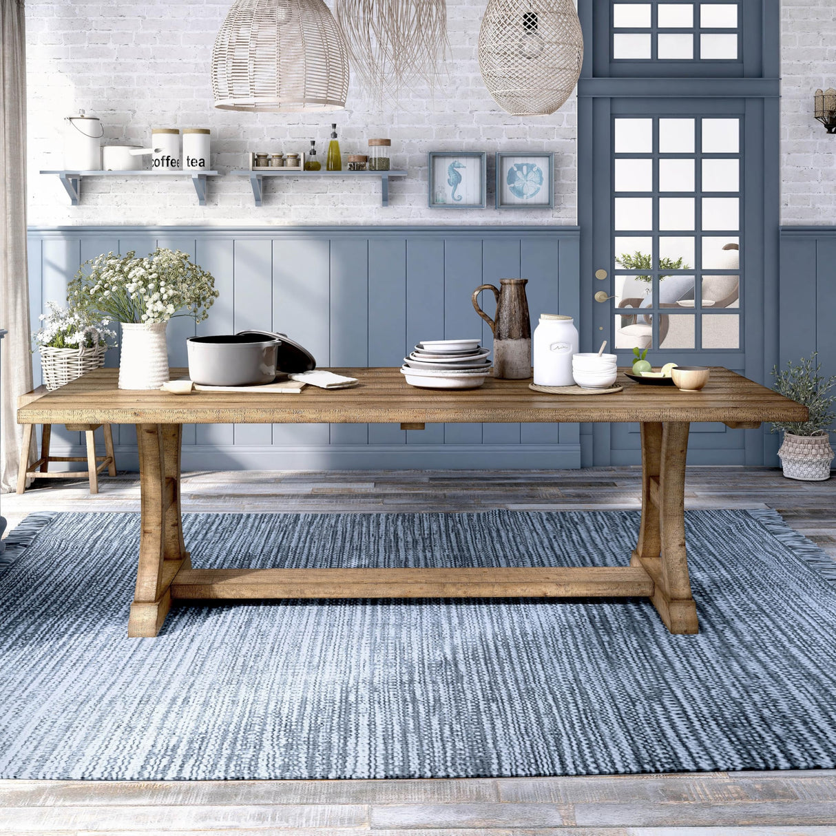 HOMES: Inside + Out Burton Industrial Rustic Pine Dining Table