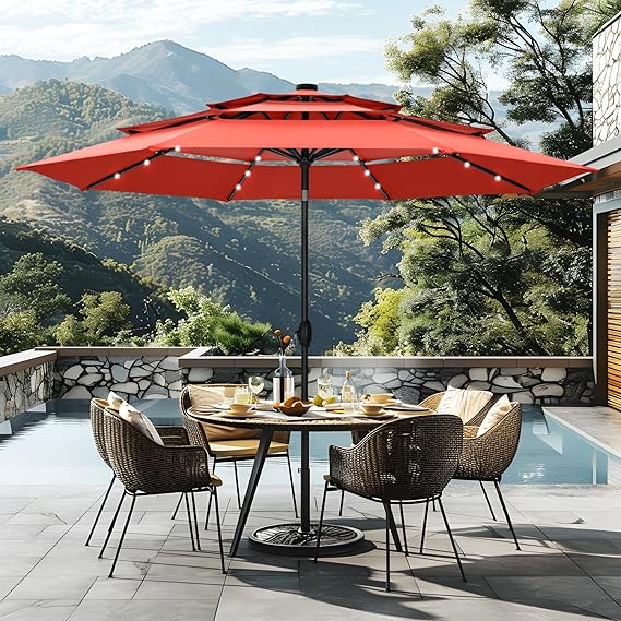 10ft Patio Umbrellas 3-Tier Umbrella Outdoor Patio Umbrellas