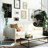 Tess Sofa with Soft Pocket Coil Cushions, Small Space Living Room Furniture, White Linen