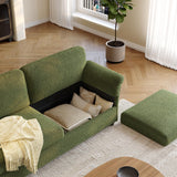 72" Loveseat Sofa Couches for Living Room, Modern Comfy Lambs Wool Fabric Wood Leg Small Couch with Deep Seats, 2 Seater Green Cloud Couch with Large Storage Space for Bedroom, Office, Apartment