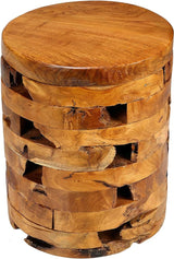 Stonehenge Artisan Accent Table in Solid Teak Wood, Natural