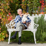 38.5" Patio Park Garden Outdoor Metal Rose Bench