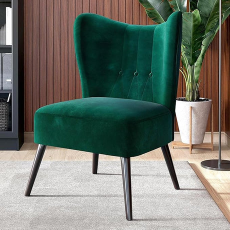 Modern Velvet Accent Chair, Wingback Small Upholstered Reading Chair