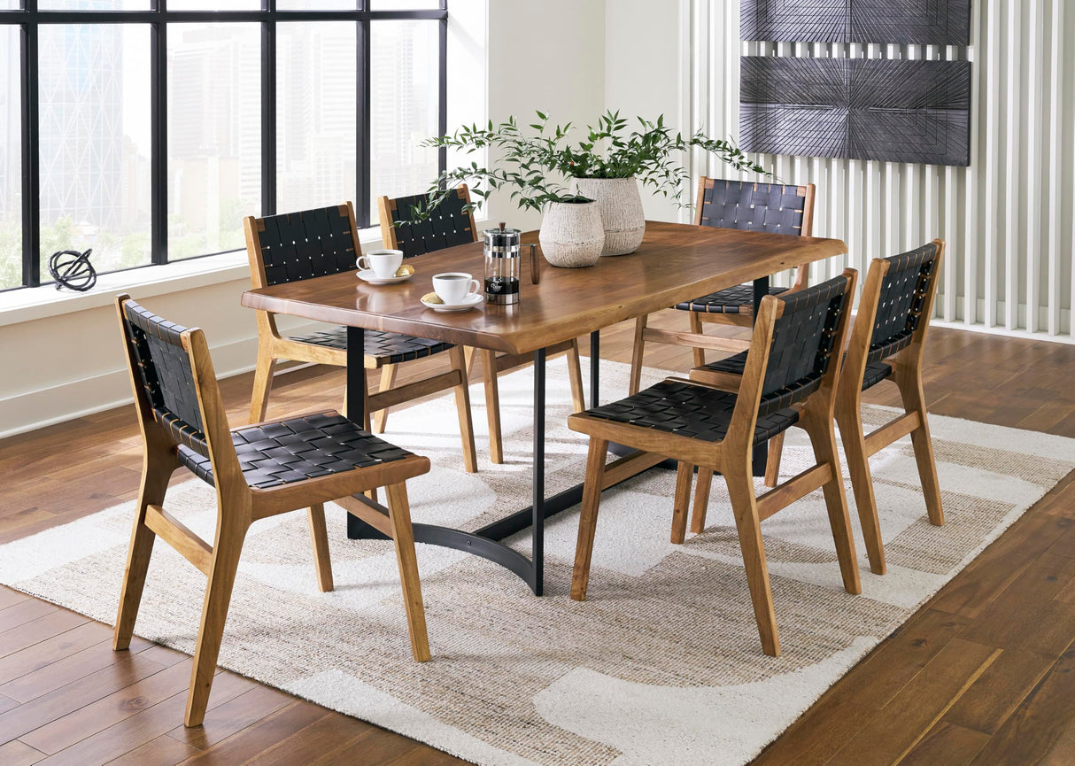 Fortmaine Contemporary Dining Table with Natural Live Edge