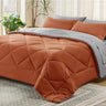 Burgundy Queen Comforter Set - 7 Pieces Reversible Queen Bed in a Bag Queen Bed Set