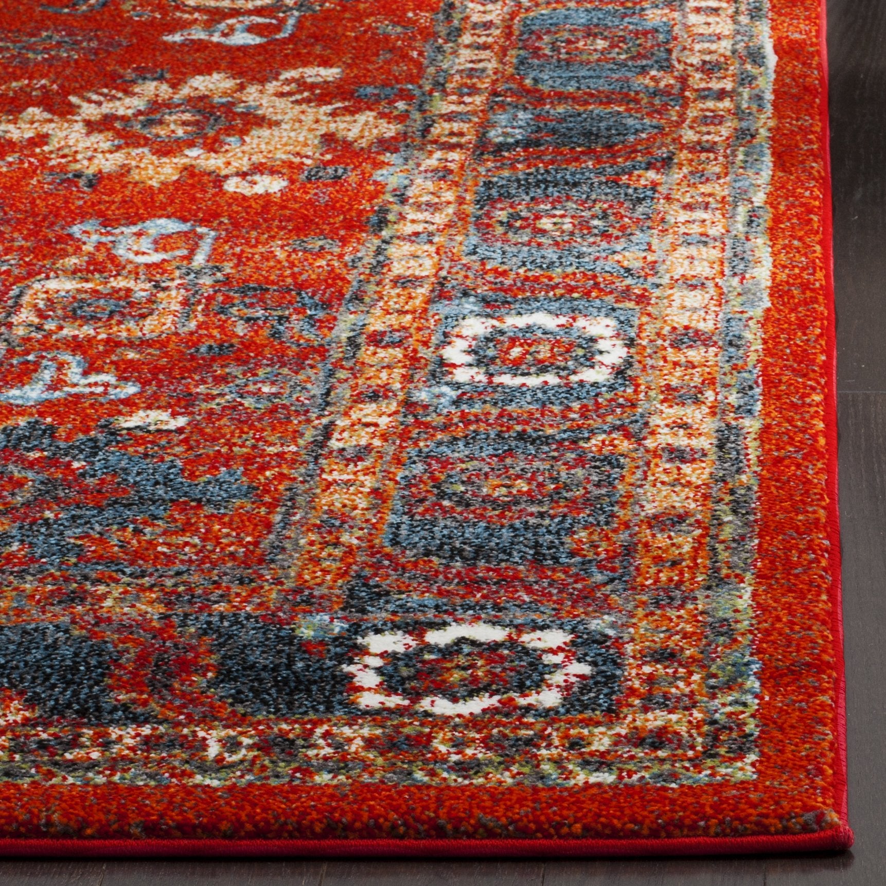 SAFAVIEH Vintage Hamadan Collection Area Rug - 10'6" x 14', Orange & Blue, Oriental Traditional Persian Design, Non-Shedding & Easy Care, Ideal for High Traffic Areas in Living Room, Bedroom (VTH214C)