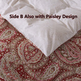 Paisley Duvet Cover Set Queen Red and Beige Reversible Paisley Floral Bedding 100%