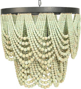 Metal Chandelier with Wood Beads