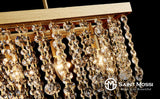 6-Lights Gold Chandeliers for Dining Room, Modern Crystal Pendant Light Fixture,