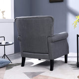 Modern Accent Arm Chair Single Sofa Comfy Upholstered Roll Arm Chair for Living Room with Wooden Leg