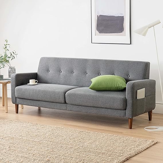 ADAIR Mid-Century Modern Loveseat / Sofa / Couch with Armrest Pockets