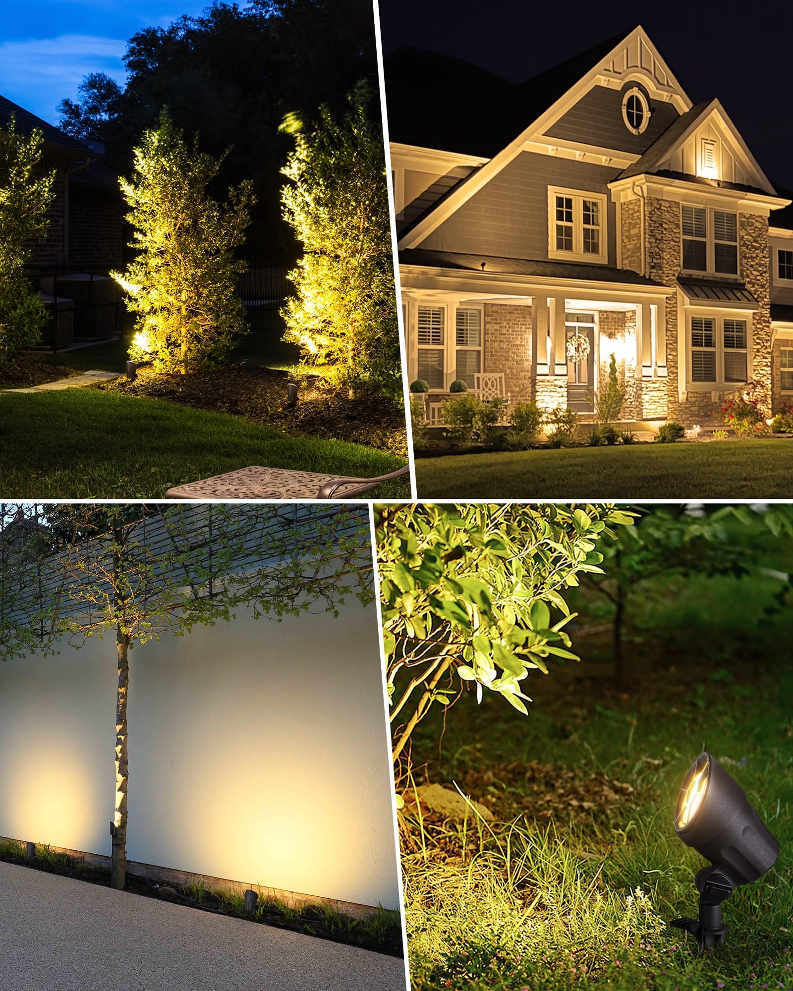 SUNVIE 6W LED Landscape Lights Low Voltage Landscape Lighting with Connectors Warm White Landscape Spotlights Outdoor 12-24V Waterproof Yard Garden Lights Wired Tree Wall Landscape Spotlights, 8 Pack
