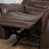 HOME Merit Faux Leather Glider Recliner Club Chair, Dark Brown