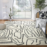 Abstract Beige/Black Area Rug - 4'x6' - Modern Animal/Natural Lines Design - Deco Collection