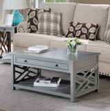 Alaterre Furniture Coventry 36" W Wood Coffee Table with 1-Drawer, Gray