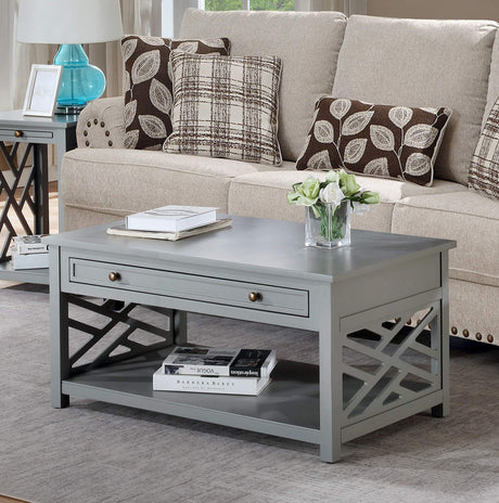 Alaterre Furniture Coventry 36" W Wood Coffee Table with 1-Drawer, Gray