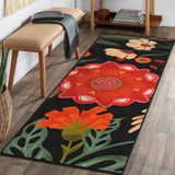 Black Boho Floral Hallway Runner Rug Washable Carpet 2x6 Non Slip & Low