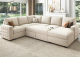 Sleeper Sectional Sofa with Storage Chaise U Shaped Sectional Couch for Living Room