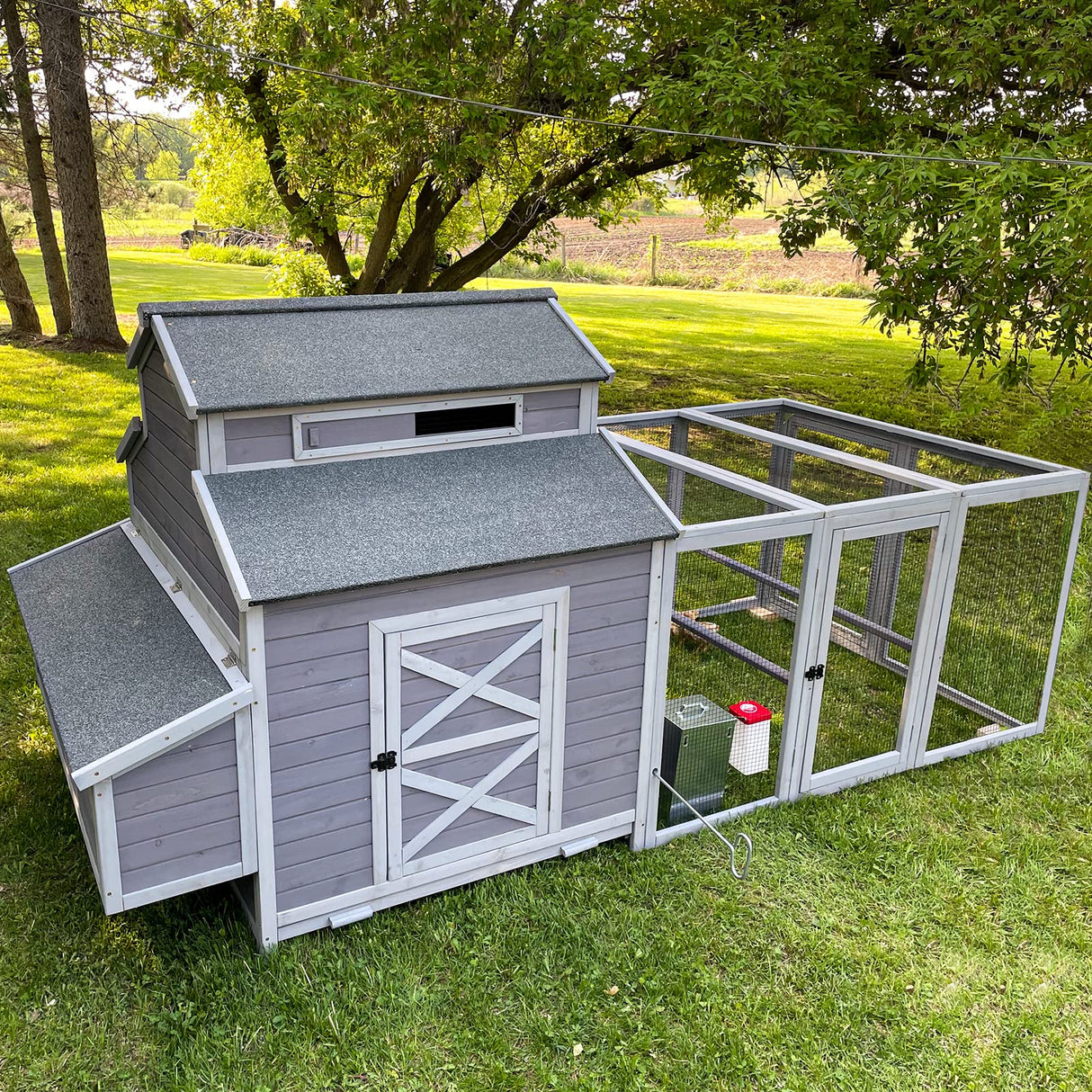 Chicken Coop with Large Nesting Box Outdoor Wooden Hen House Poultry Cage