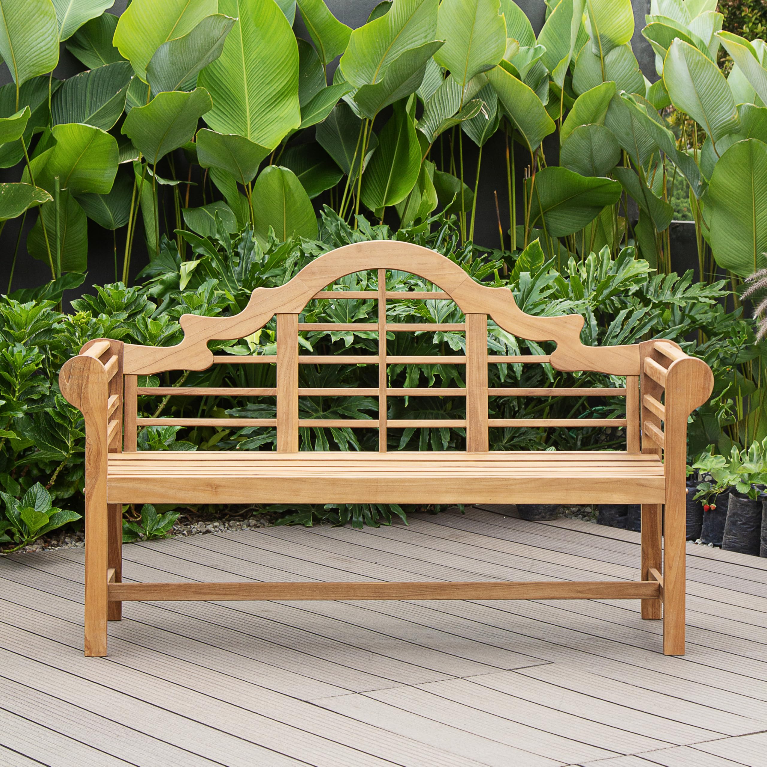 Lutyens 5-Foot Teak Wood Outdoor Garden Bench for Patio Furniture, Weather-Resistan