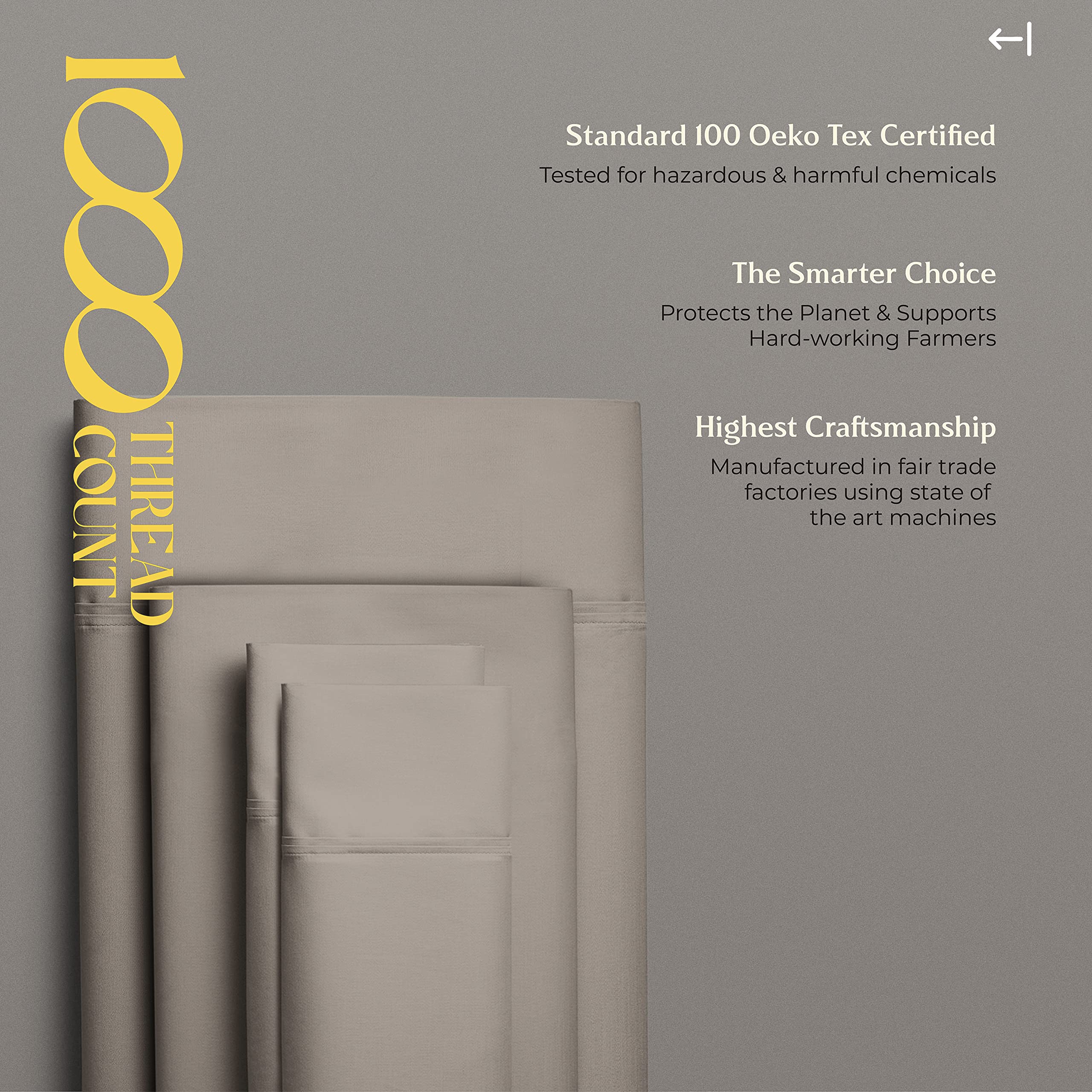 100% Egyptian Cotton Sheets Set Queen - 1000 High Thread Count, Luxury 5-Star Hotel