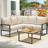 Metal Patio Furniture Set, 6 Pieces Outdoor Sectional Sofa Set with Side Table