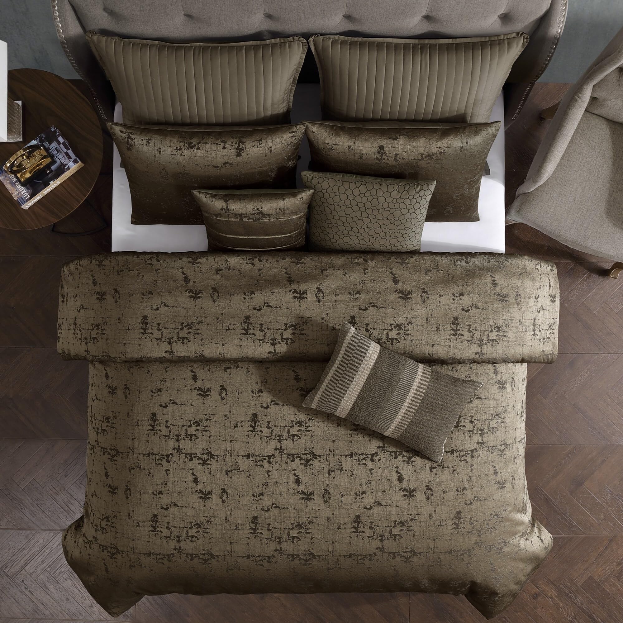 Dobbins Gold Comforter Set, Gold, King, 10 Piece Set