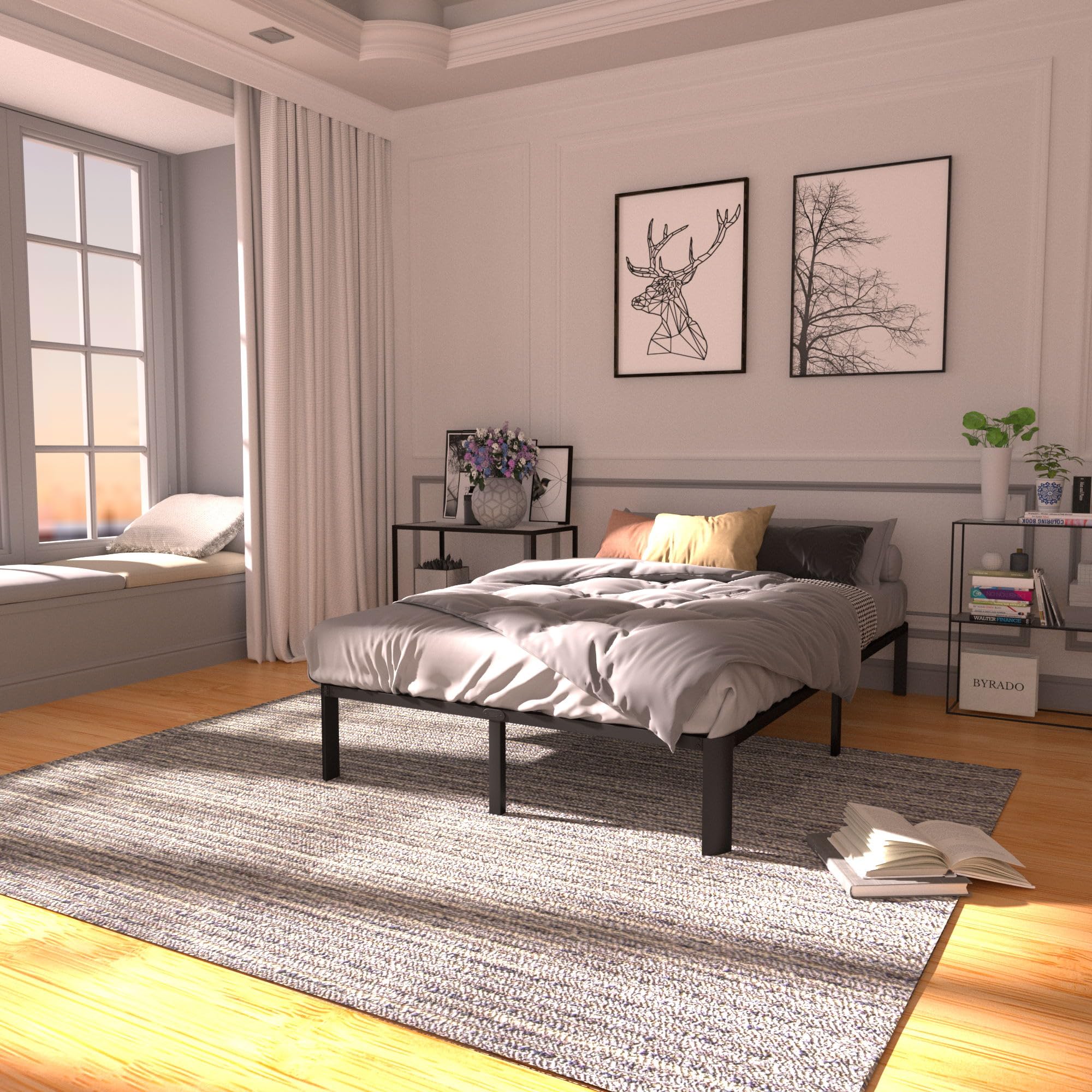 14 Inch Full Bed Frame No Box Spring Needed Platform Metal Bed Frame