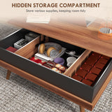 Lift Top Coffee Table with Hidden Compartment, 39.25" Wooden Center Table