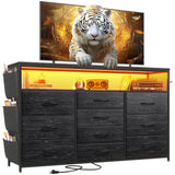 Dresser TV Stand with 10 Drawers for 55" TV Stand for Bedroom with LED Lights