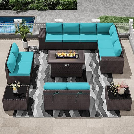 Outdoor Patio Furniture Set with Propane Fire Pit Table