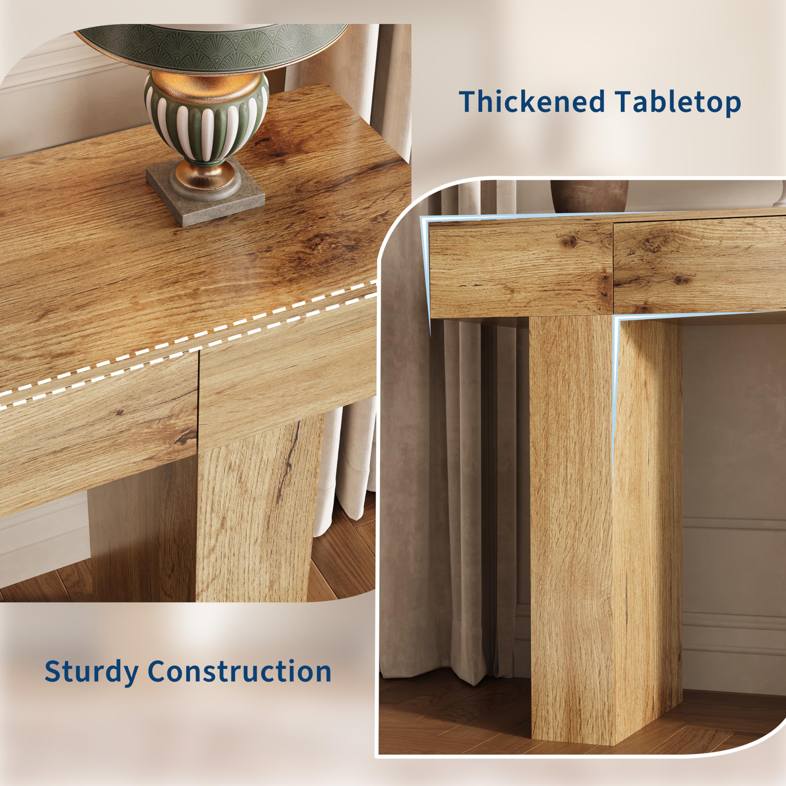 47-Inch Console Table with Drawer - Industrial Farmhouse Entryway Table