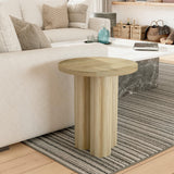 Hazel Side Table with 3 Pillar Legs, Handcrafted Natural Brown Mango Wood