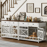44" Large Dog Crate Furniture with Storage Drawers
