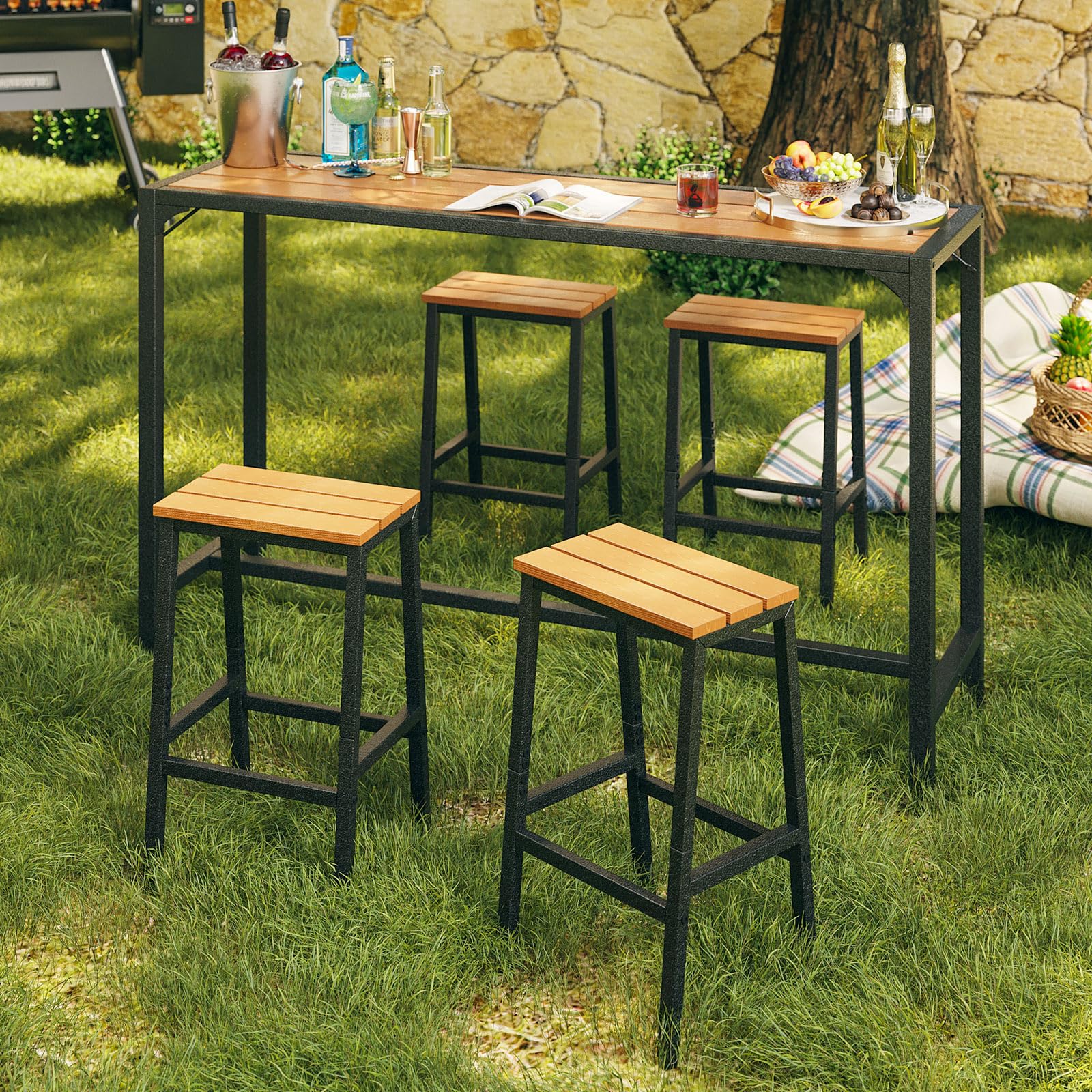 26 Inch Outdoor Bar Stools Set of 2, Patio Counter Height Stools