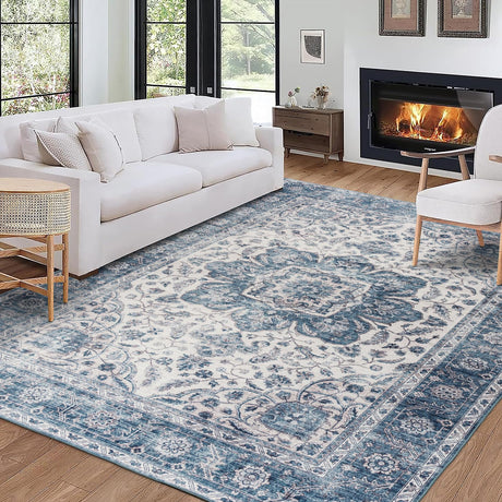 Machine Washable Area Rug Runner - Living Room Bedroom Bathroom Kitchen Entryway Office