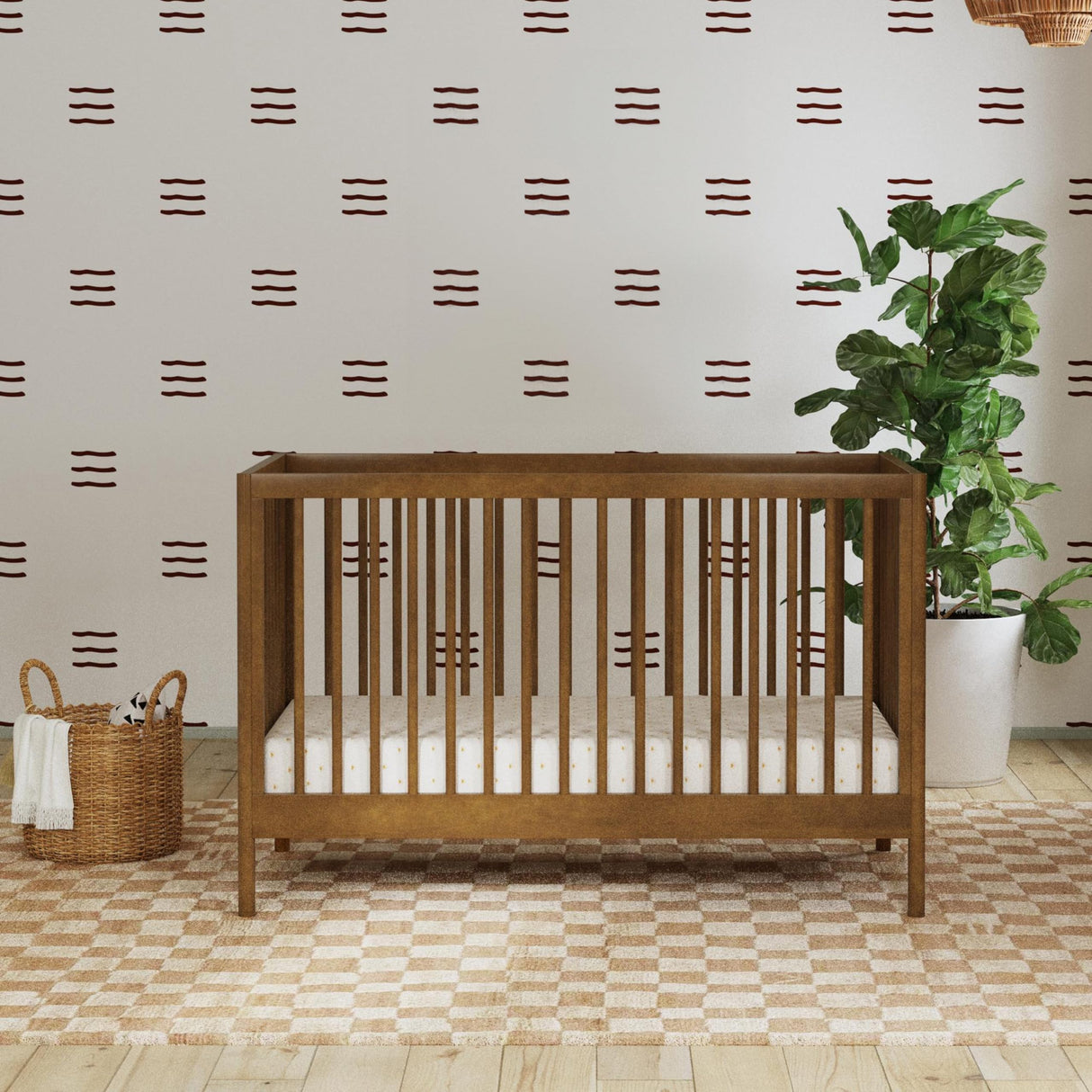 Birdie 3-in-1 Convertible Crib, Walnut, Easy Assemble, Greenguard Gold Certified