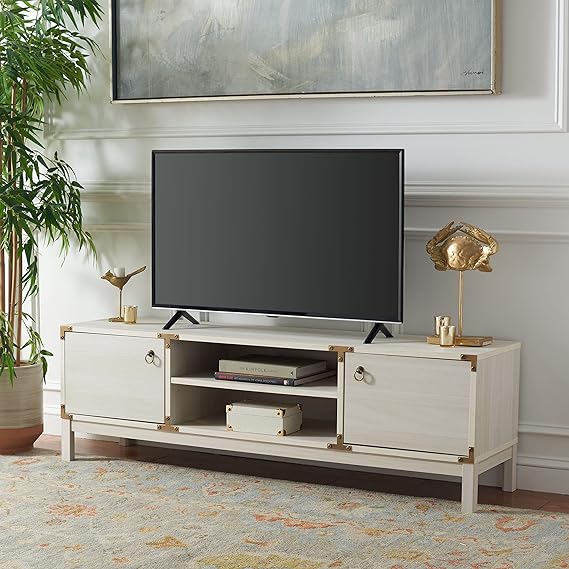 Home Collection MED9612 Media Stand, Walnut/Gold