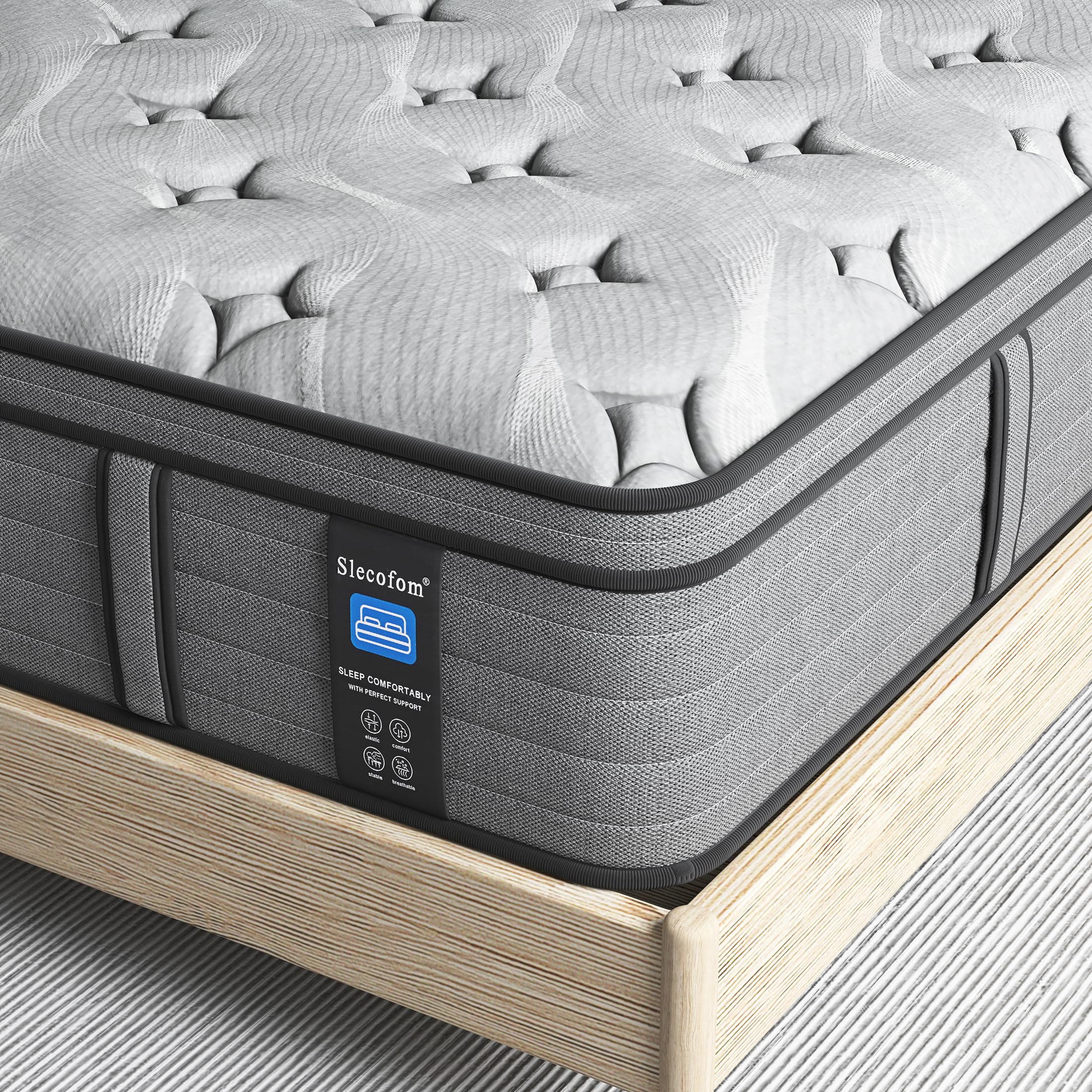 Queen Mattress,12 Inch Gel Memory Foam Pocket Spring Hybrid Mattress/Queen Size