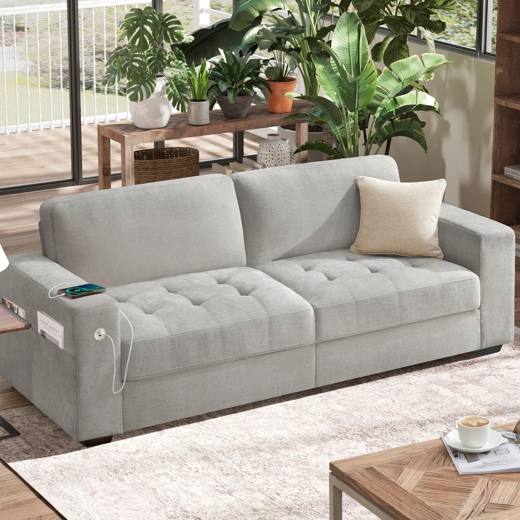 Sofa for Living Room, Modern Comfy Sofa with Medium Firm Seat Cushion
