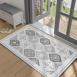 Moroccan Trellis Living Room Rug - 5x7 Washable Area Rug with Non-Slip Backing Low-