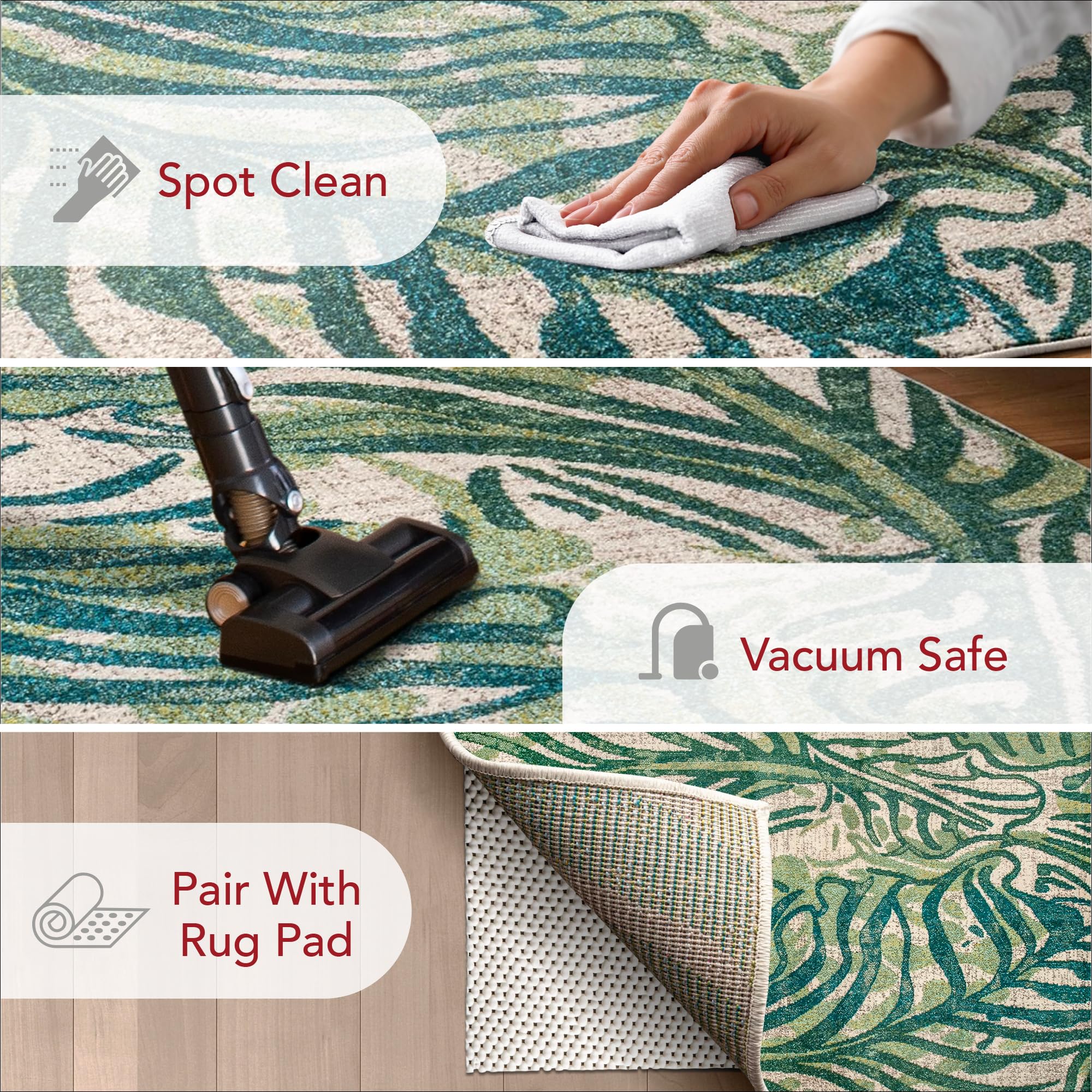 Cali Abstract Leaves Area Rug 10x14 Green